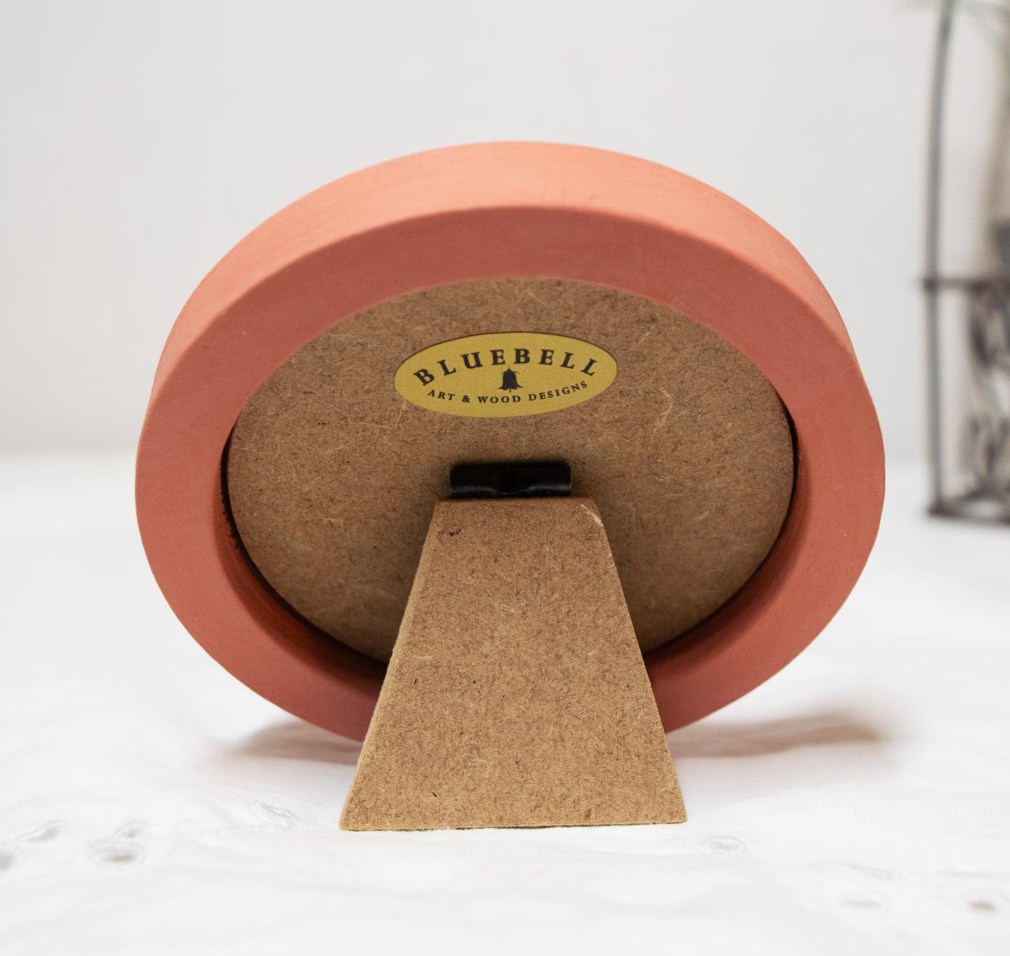 Coral Pink Round Shaped Wooden Photo Frame 8”x8”, 7”x7”, 6"x6", 5"x5", 4"x4", 3"x3", 2.5"x2.5"