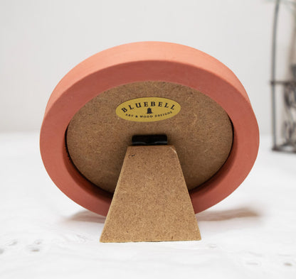 Coral Pink Round Shaped Wooden Photo Frame 8”x8”, 7”x7”, 6"x6", 5"x5", 4"x4", 3"x3", 2.5"x2.5"