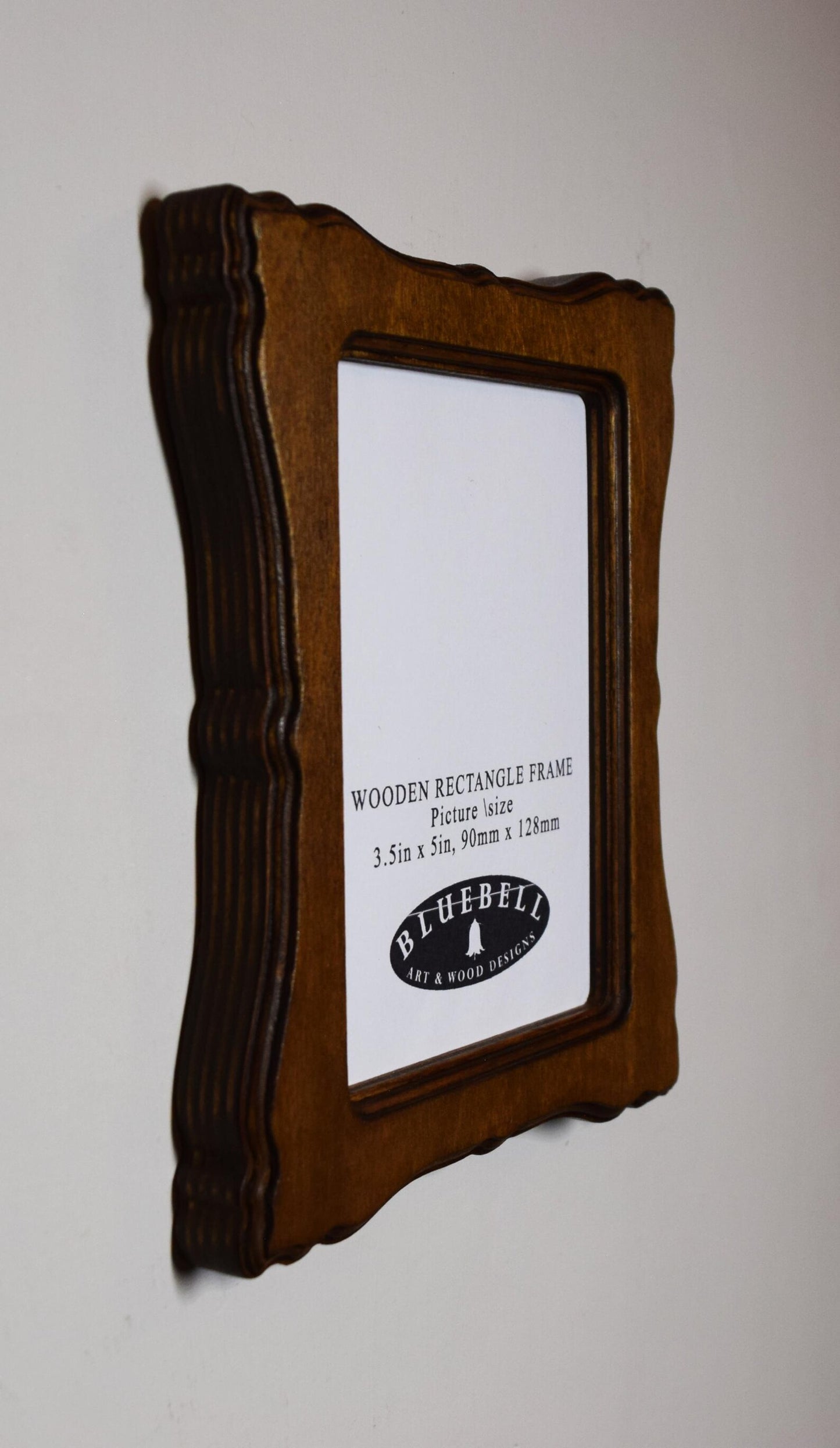 Light Oak Scalloped Rectangle Wooden Photo Frame 5"x7", 4"x6", 3.5"x5"