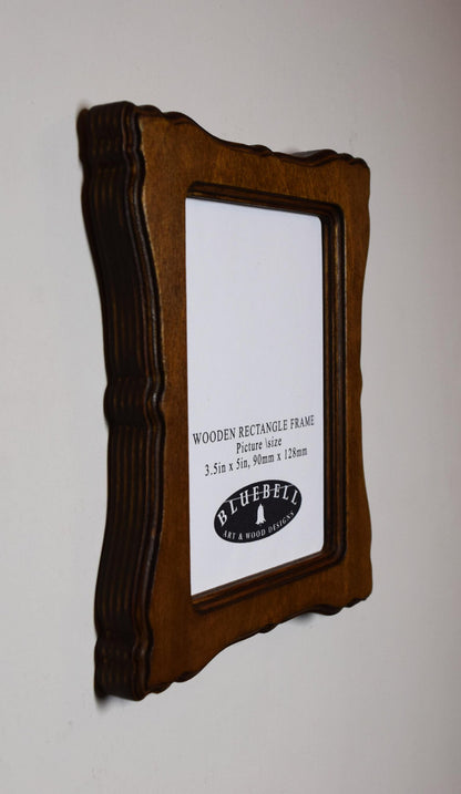 Light Oak Scalloped Rectangle Wooden Photo Frame 5"x7", 4"x6", 3.5"x5"