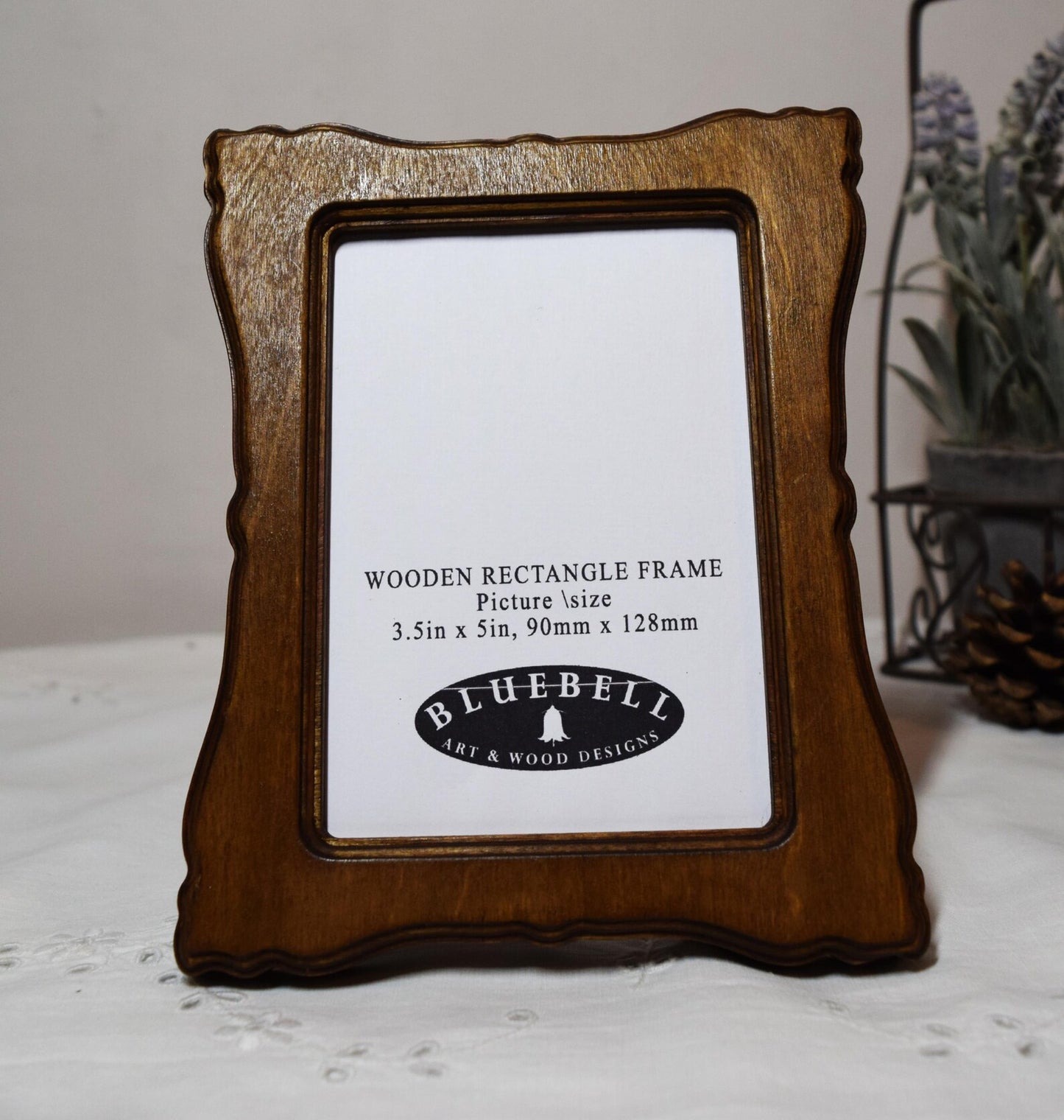 Light Oak Scalloped Rectangle Wooden Photo Frame 5"x7", 4"x6", 3.5"x5"