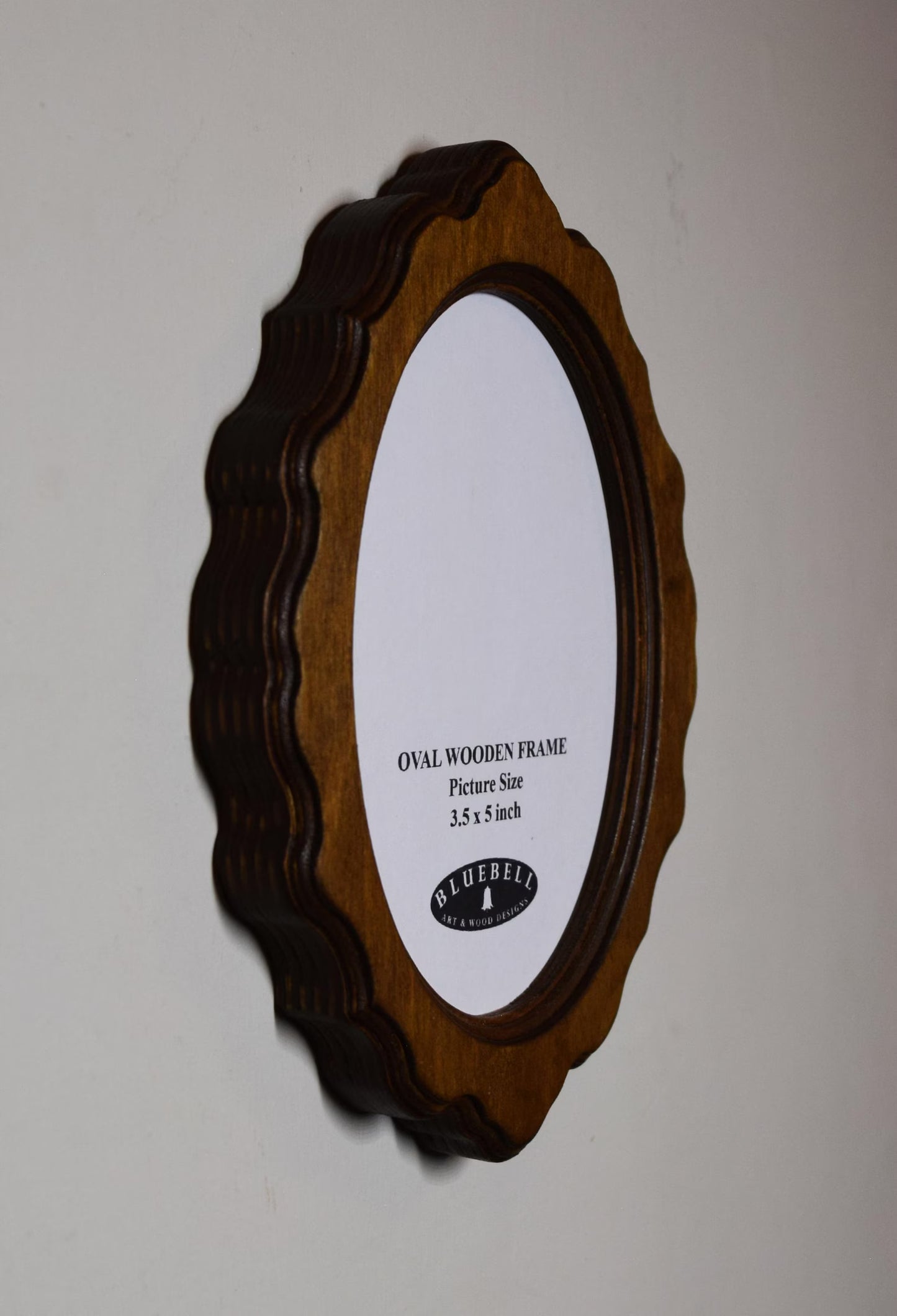 Light Oak Scalloped Oval Wooden Photo Frame 5"x7", 4"x6", 3.5"x5"