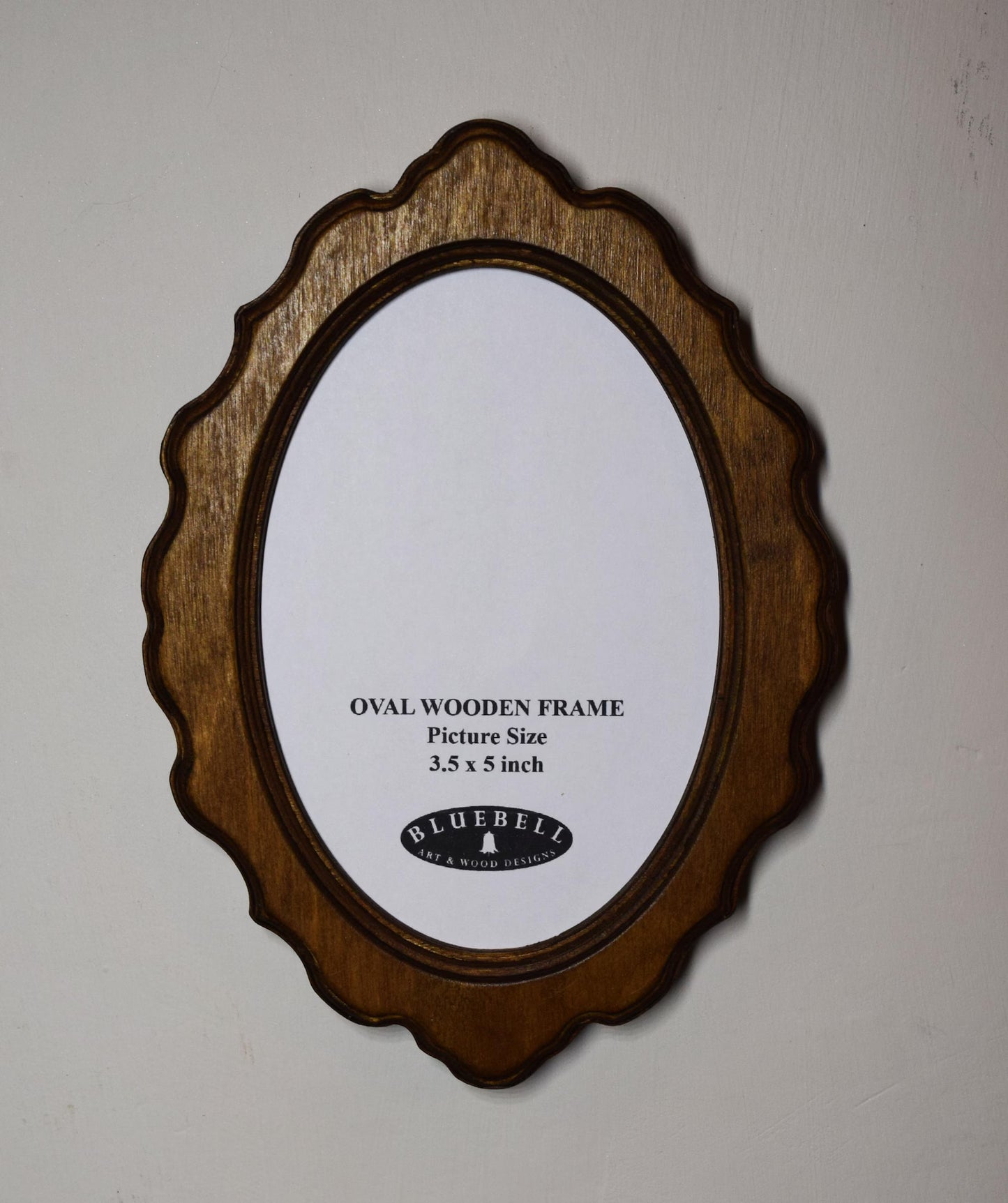 Light Oak Scalloped Oval Wooden Photo Frame 5"x7", 4"x6", 3.5"x5"