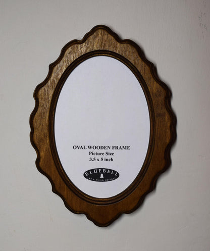 Light Oak Scalloped Oval Wooden Photo Frame 5"x7", 4"x6", 3.5"x5"