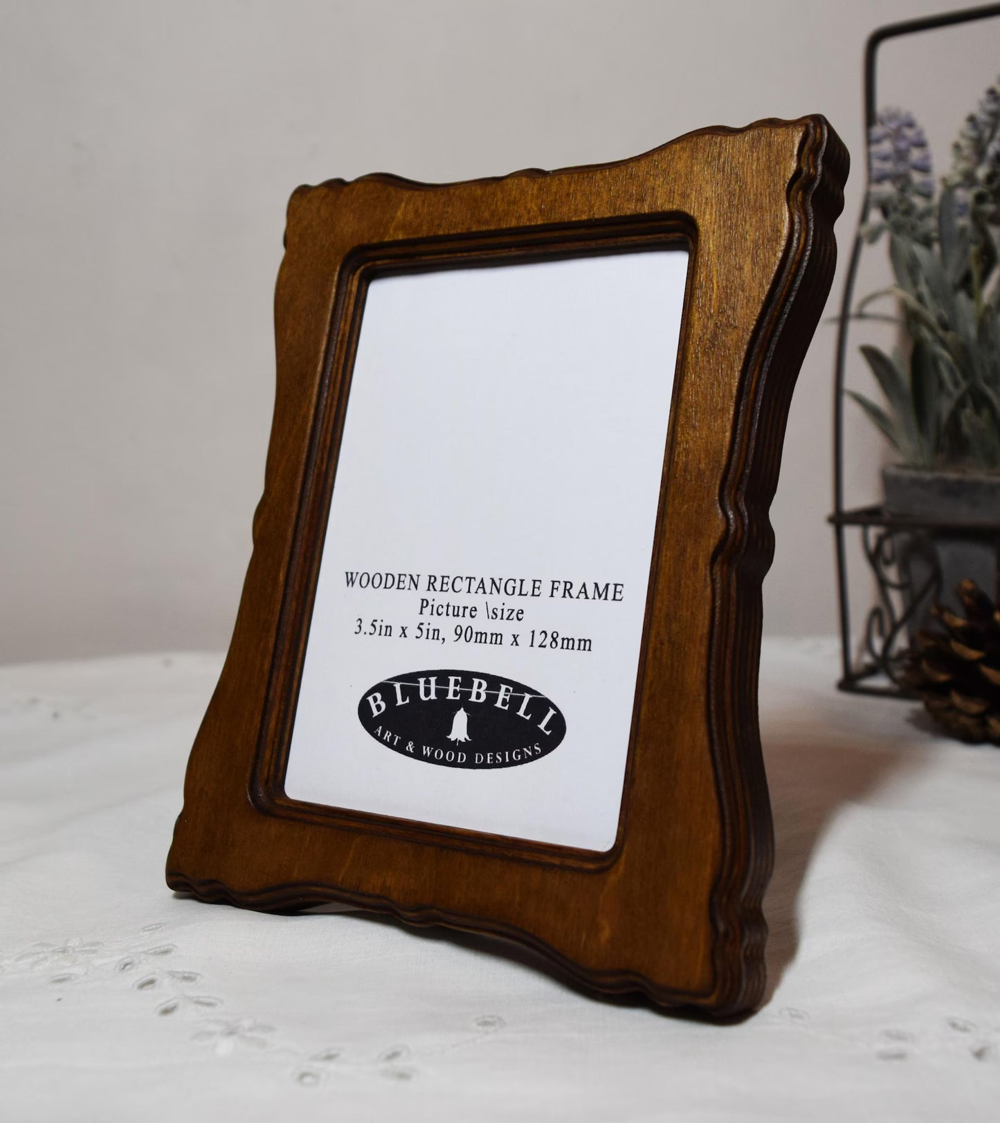 Light Oak Scalloped Rectangle Wooden Photo Frame 5"x7", 4"x6", 3.5"x5"
