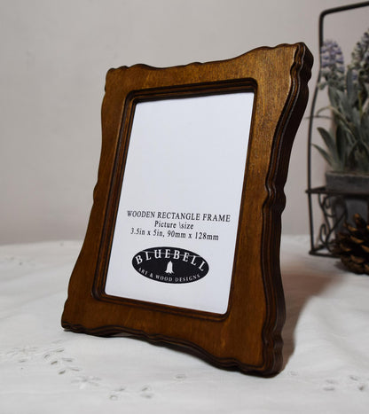 Light Oak Scalloped Rectangle Wooden Photo Frame 5"x7", 4"x6", 3.5"x5"