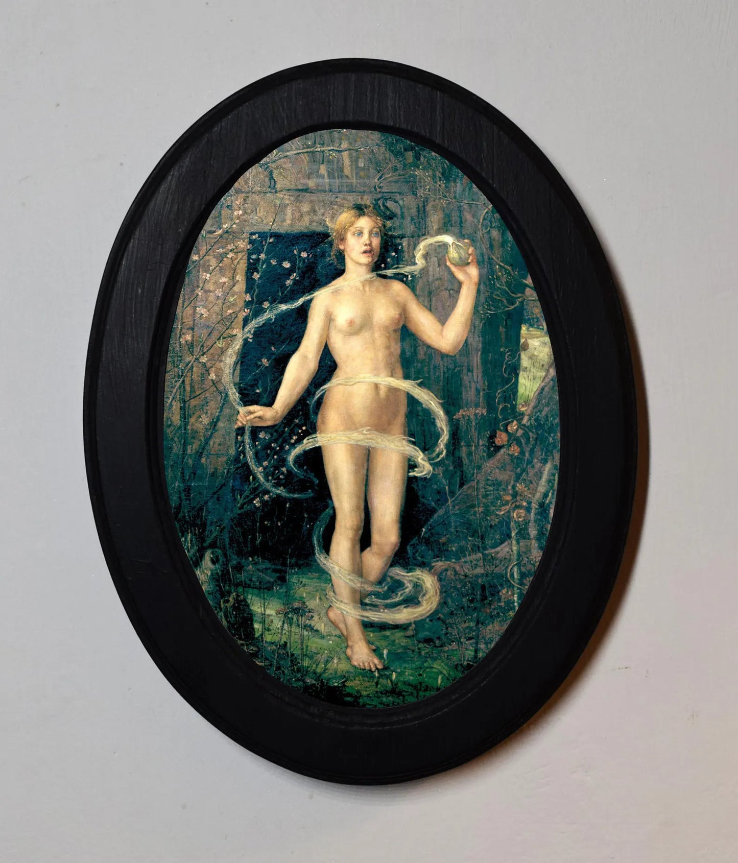 The Spring Witch George Wilson Black Oval Wooden Framed Classic Art Print 3"x4", 3.5"x5", 4"x6", 5"x7", 6"x8"