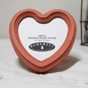 Coral Pink Heart Shaped Wooden Photo Frame 4"x4", 3"x3"